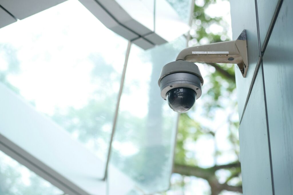 CCTV security camera operating outdoor